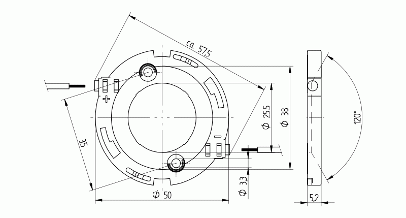 p/n 47.319.2030-0 - Conector medindo Ø50 mm para LED COB de 28 x 28 mm - Imagem 2