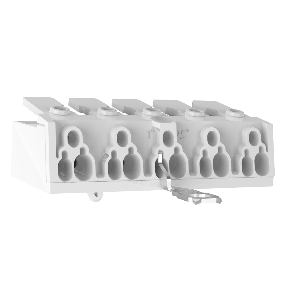 p/n 46.415.1114-0 - Bloco terminal de 5 pólos com cavalete terra parafusável