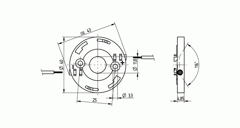p/n 47.319.6294-0 - Conector medindo Ø40 mm para LED COB de 13,5 x 13,5 mm - Imagem 2