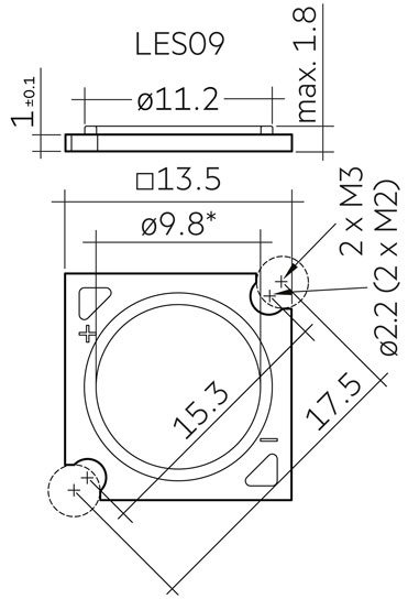 p/n 28004213 - LED COB 13,5x13,5mm LES 9,0mm 10W 3000K IRC80 1.500 Lumens - Imagem 2
